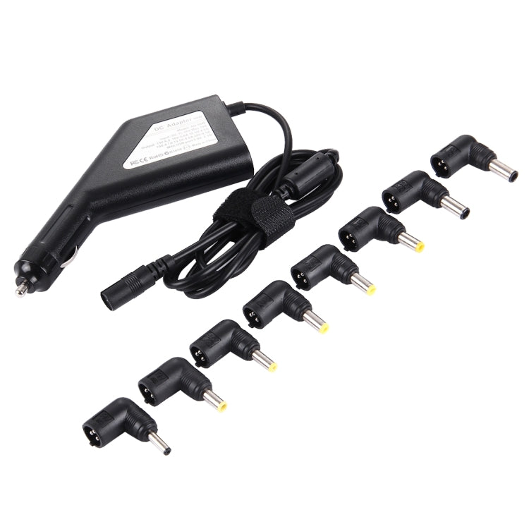 Universāls automašīnas lādētājs klēpjdatoram ar 90 W jaudu, 8 strāvas adapteriem un 1 USB portu, paredzēts Samsung, Sony, Asus, Acer, IBM, HP, Lenovo datoriem