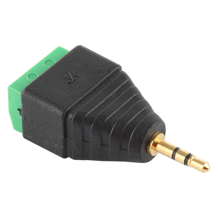 2,5 mm vīriešu spraudnis, 3 polu, 3 kontaktu spaiļu bloks, stereo audio savienotājs