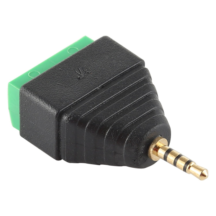 2,5 mm vīriešu spraudnis, 4 polu, 4 kontaktu spaiļu bloks, stereo audio savienotājs