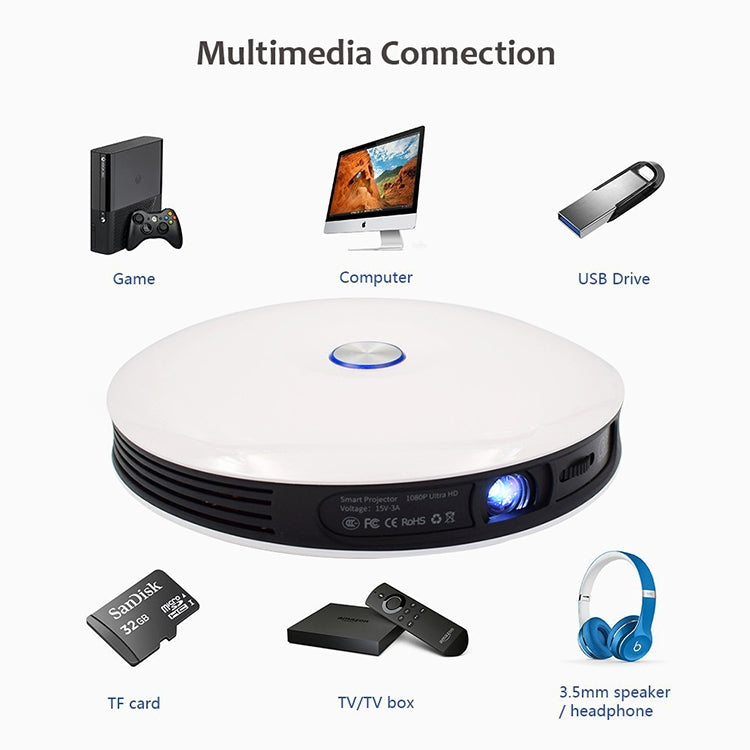 Wejoy DL-S9 220 люмен 1280x720 720P Android 6.0 HD Bluetooth WiFi Smart Laser 3D проектор, поддержка HDMI / USB x 2 / TF карта