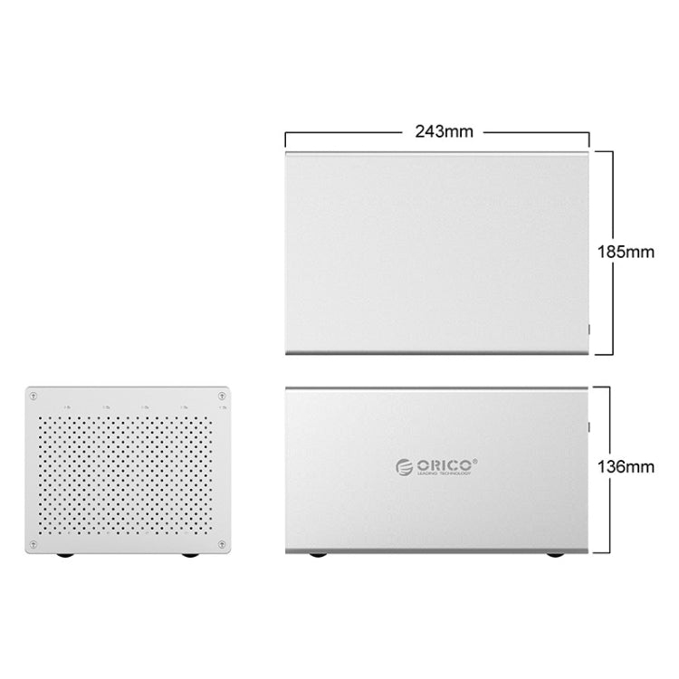 Корпус для жестких дисков и твердотельных накопителей ORICO Honeycomb Series WS500C3 SATA 3,5 дюйма, 50 ТБ, USB-C/Type-C, 5 отсеков, алюминиевый сплав