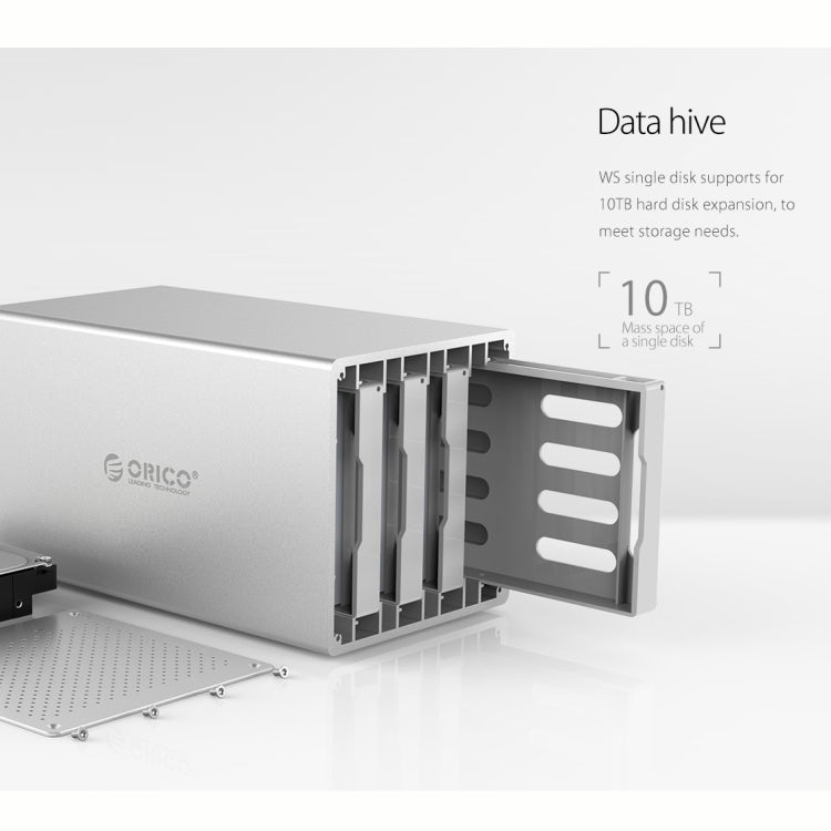 Корпус для жестких дисков и твердотельных накопителей ORICO Honeycomb Series WS500C3 SATA 3,5 дюйма, 50 ТБ, USB-C/Type-C, 5 отсеков, алюминиевый сплав