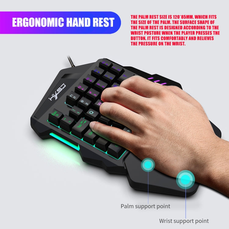 Комплект из клавиатуры, мыши и клавиатуры для одной руки HXSJ P6+V100+J900 + игровой мыши