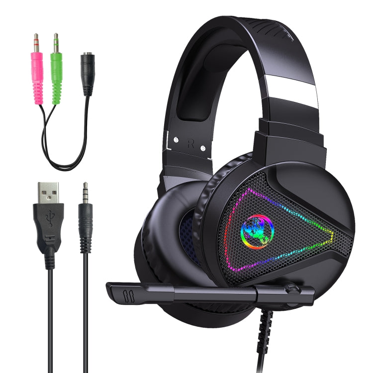Стереогарнитура HXSJ F16 3,5 мм + USB-порт с RGB-подсветкой и микрофоном