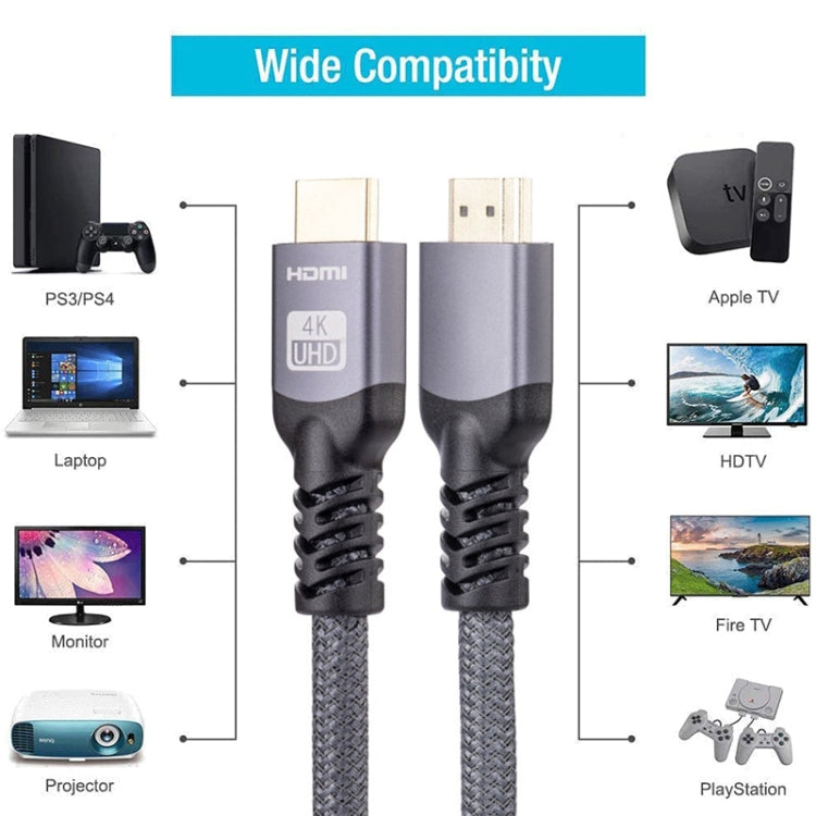 HDMI 2.0 vīriešu un HDMI 2.0 vīriešu 4K Ultra-HD pītais adaptera kabelis
