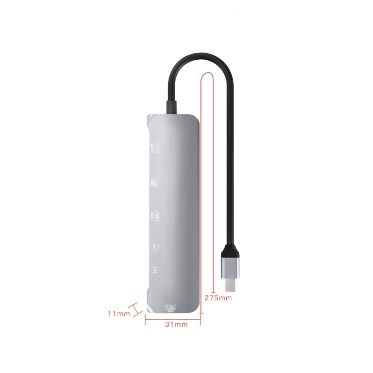 NK-3043H 6-в-1 USB-C/Type-C на TF/SD-карту + 4 USB 3.0 (мама)