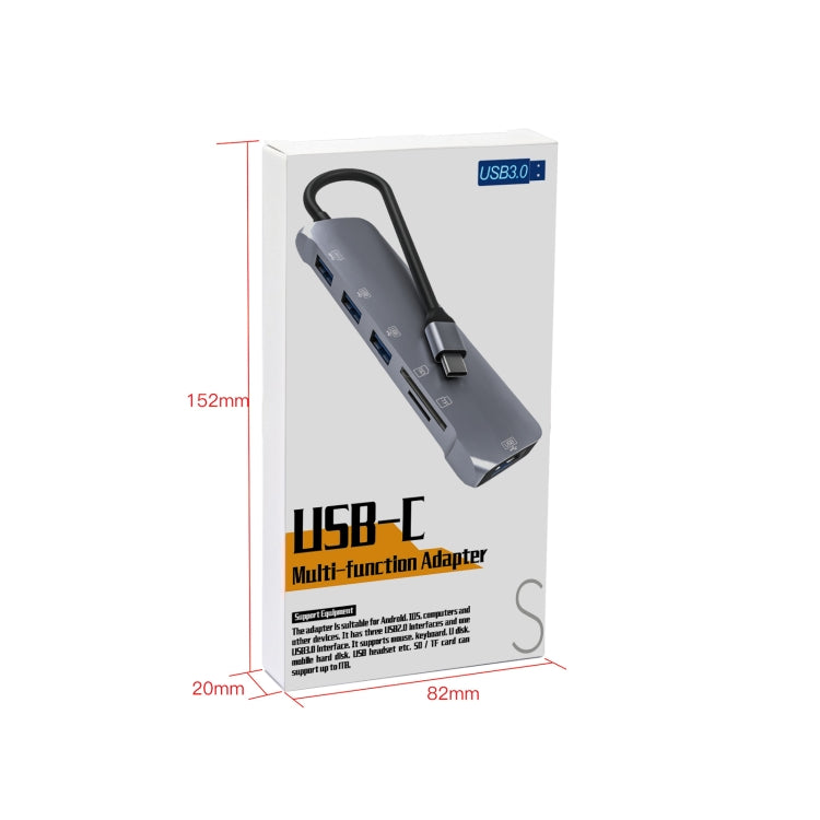 NK-3043H 6-в-1 USB-C/Type-C на TF/SD-карту + 4 USB 3.0 (мама)
