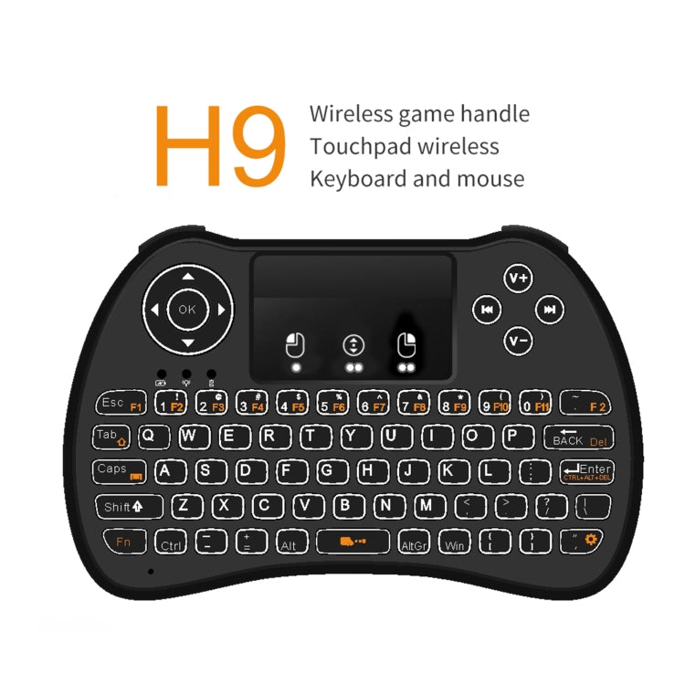 Беспроводная мини-клавиатура Air Mouse H9 2,4 ГГц с QWERTY-клавиатурой, белой подсветкой и сенсорной панелью для ПК и телевизора