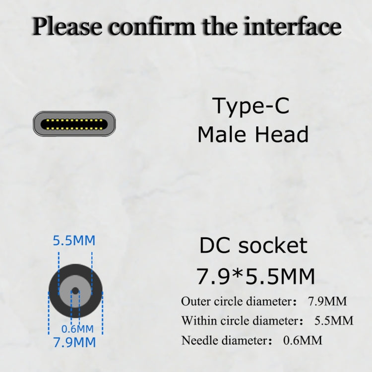 JORINDO 45W DC 7.9 x 5.5mm Female Socket to USB-C / Type-C Male Plug Power Adapter Converter