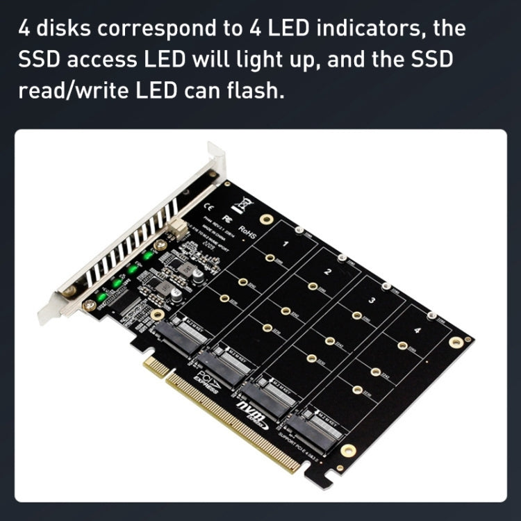 Карта массива дисков PH44 NVME с 4 дисками Карта массива с разделением сигналов PCI-E