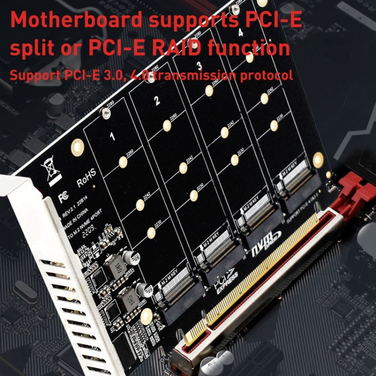 Карта массива дисков PH44 NVME с 4 дисками Карта массива с разделением сигналов PCI-E