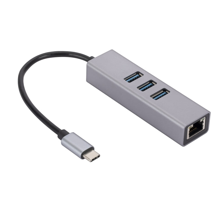 SL-030 USB-C / Type-C uz Gigabit Ethernet RJ45 un 3 x USB 3.0 adaptera pārveidotājs centrmezglam