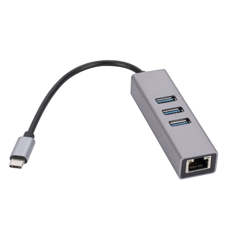 SL-030 USB-C / Type-C uz Gigabit Ethernet RJ45 un 3 x USB 3.0 adaptera pārveidotājs centrmezglam