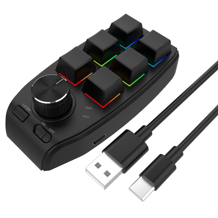 RGB pielāgota mehāniskā tastatūra ar 6 taustiņiem un 1 pogu programmēšanas spēļu tastatūru