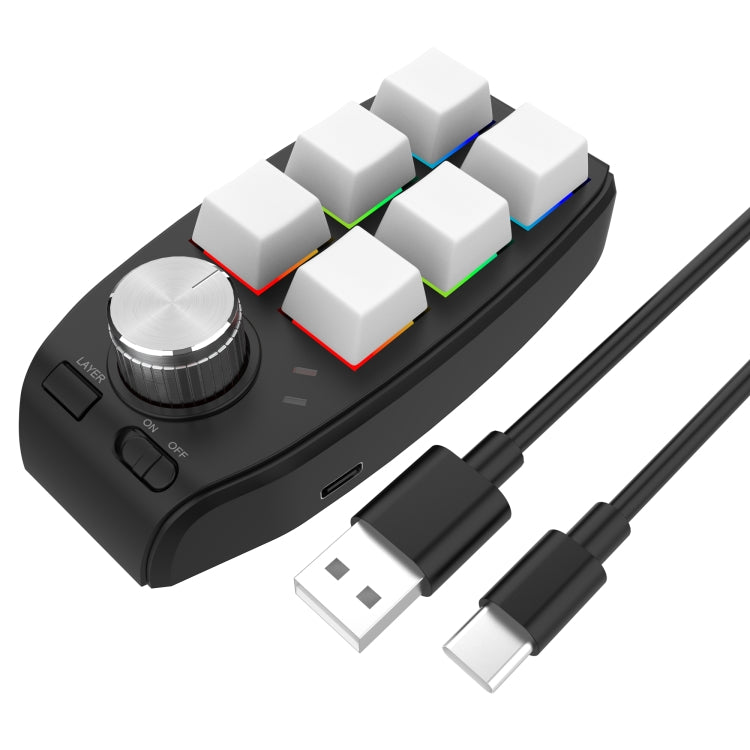 RGB pielāgota mehāniskā tastatūra ar 6 taustiņiem un 1 pogu programmēšanas spēļu tastatūru