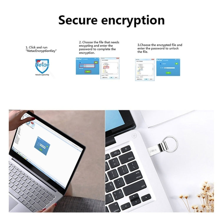 U-диск Netac U275 64 ГБ USB 2.0 с безопасным шифрованием из алюминиевого сплава