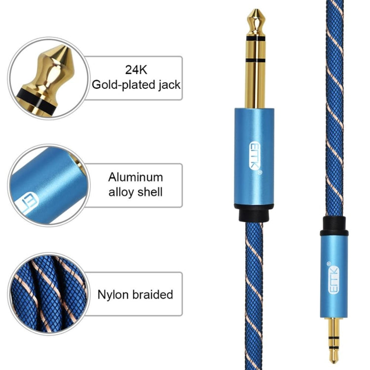 EMK 3.5mm Jack Male to 6.35mm Jack Male Gold Plated Connector Nylon Braid AUX Cable for Computer / X-BOX / PS3 / CD / DVD