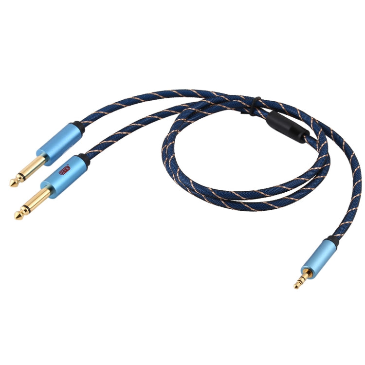 EMK 3.5mm Jack Male to 2 x 6.35mm Jack Male Gold Plated Connector Nylon Braid AUX Cable for Computer / X-BOX / PS3 / CD / DVD