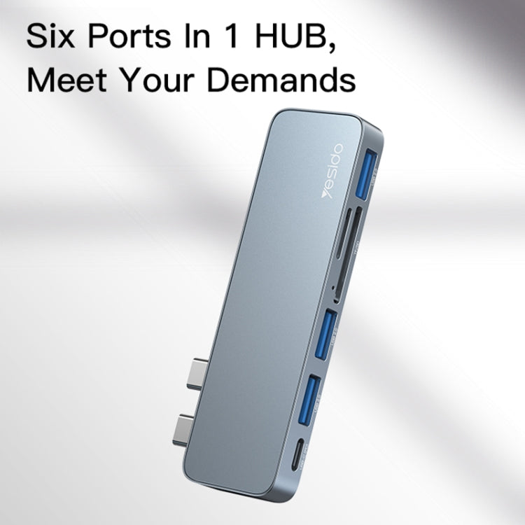 Yesido HB10 6-в-1 USB-C / Type-C порты Многофункциональная док-станция HUB адаптер