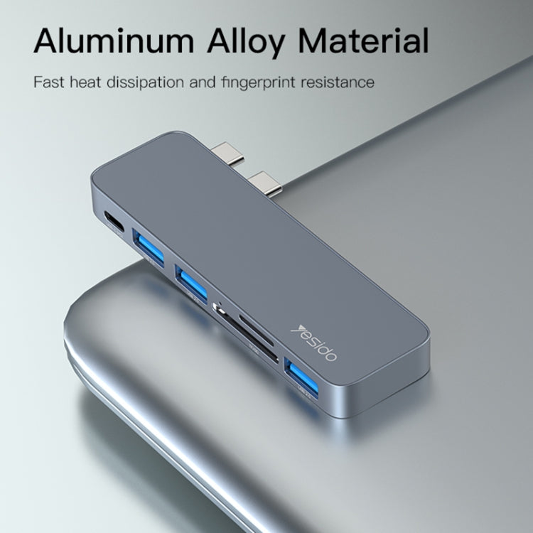 Yesido HB10 6-в-1 USB-C / Type-C порты Многофункциональная док-станция HUB адаптер