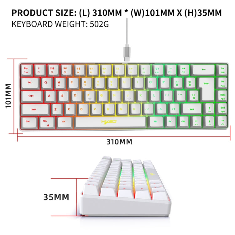 Проводная механическая клавиатура HXSJ V200 с RGB-подсветкой, 68 клавиш, длина кабеля: 1,7 м