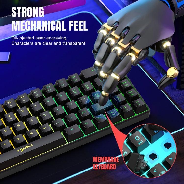 Проводная механическая клавиатура HXSJ V200 с RGB-подсветкой, 68 клавиш, длина кабеля: 1,7 м