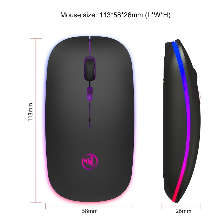 Беспроводная мышь HXSJ T18 2,4 ГГц, 1600 точек на дюйм, двухрежимная, с подсветкой, USB + Bluetooth 5.1, с возможностью подзарядки