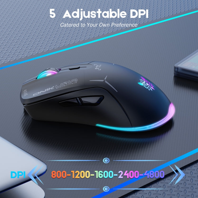 ONIKUMA CW917 RGB 4800DPI divu režīmu vadu + 2,4 GHz bezvadu pele