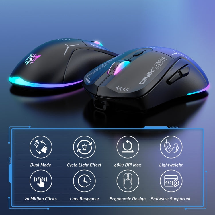 ONIKUMA CW917 RGB 4800DPI divu režīmu vadu + 2,4 GHz bezvadu pele