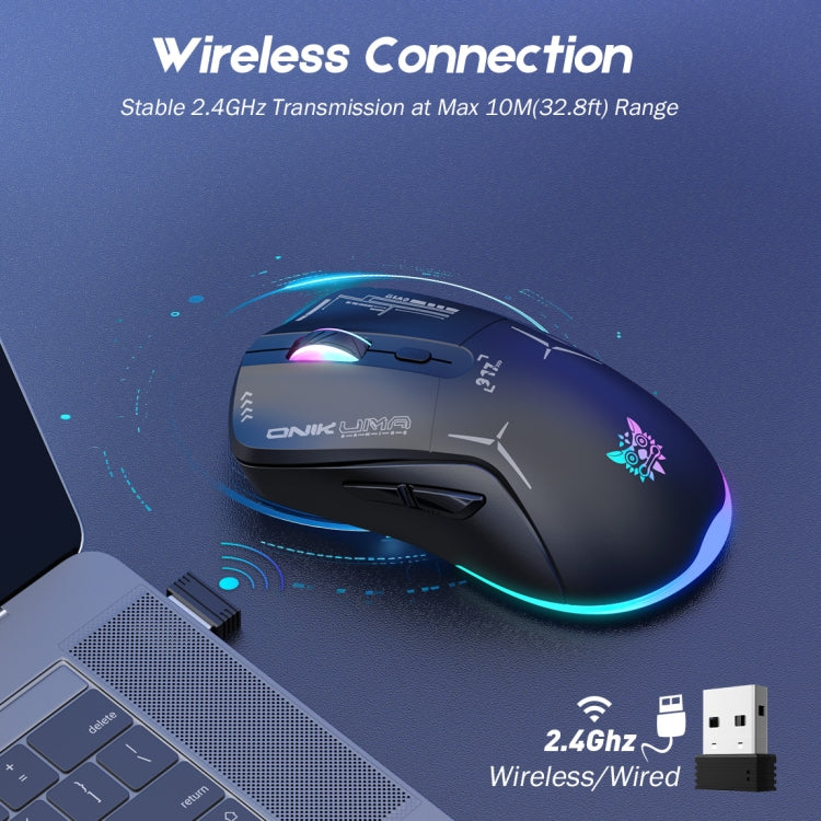ONIKUMA CW917 RGB 4800DPI divu režīmu vadu + 2,4 GHz bezvadu pele