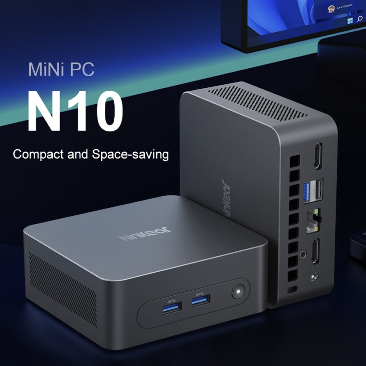 Ninkear N10 Windows 11 Bluetooth 4.2 Mini PC, 16GB+512GB, Intel procesors N100 Alder Lake-N