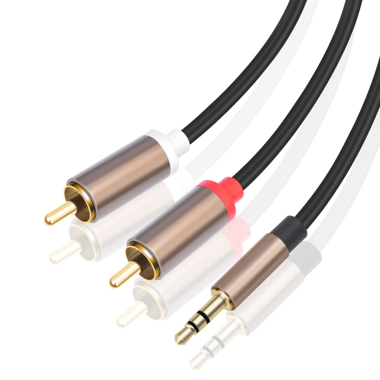 3,5 mm vīriešu un 2 RCA vīriešu audio kabeļa pastiprinātāja savienotājs
