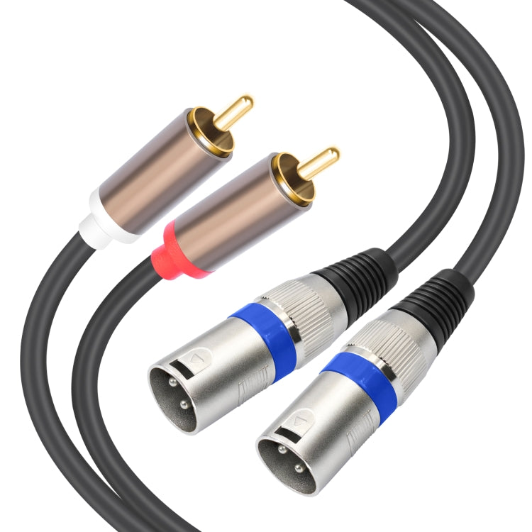 2 RCA vīriešu un 2 XLR 3 kontaktu vīriešu audio kabelis