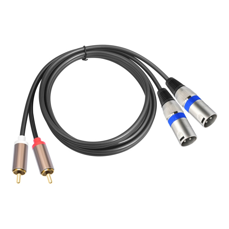 2 RCA vīriešu un 2 XLR 3 kontaktu vīriešu audio kabelis