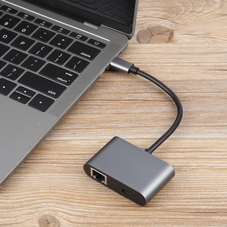 4 vienā USB-C / Type-C 3.1 uz RJ45, PD un USB x 2 Ethernet adaptera kabelis