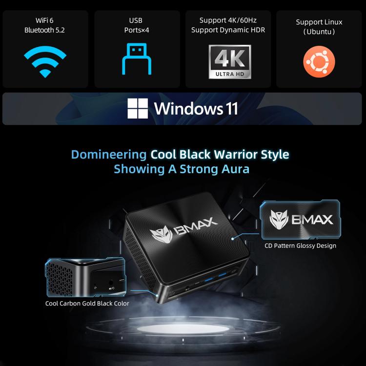BMAX B9 Power Windows 11 Mini PC, Intel Core i9-12900H, atbalsta 3 monitoru izvadi