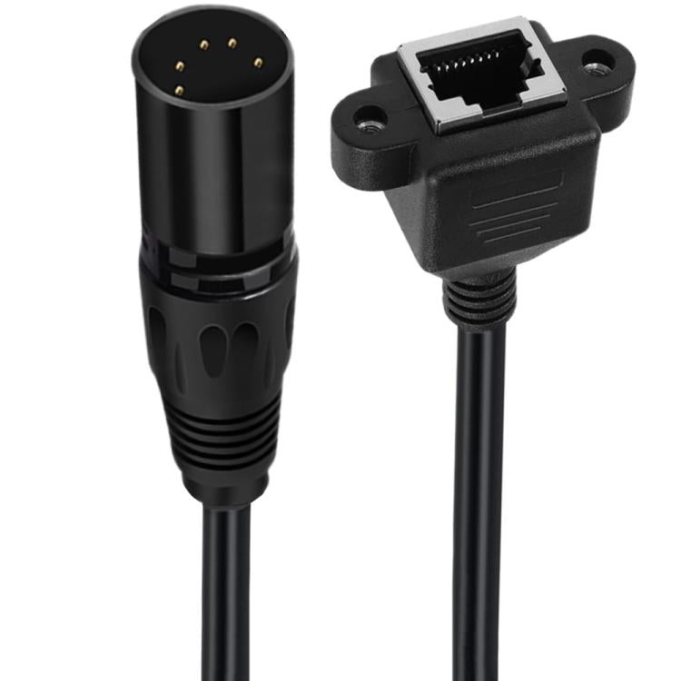 XLR 5 kontaktu vīriešu un RJ45 sieviešu audio kabelis, garums: 30 cm