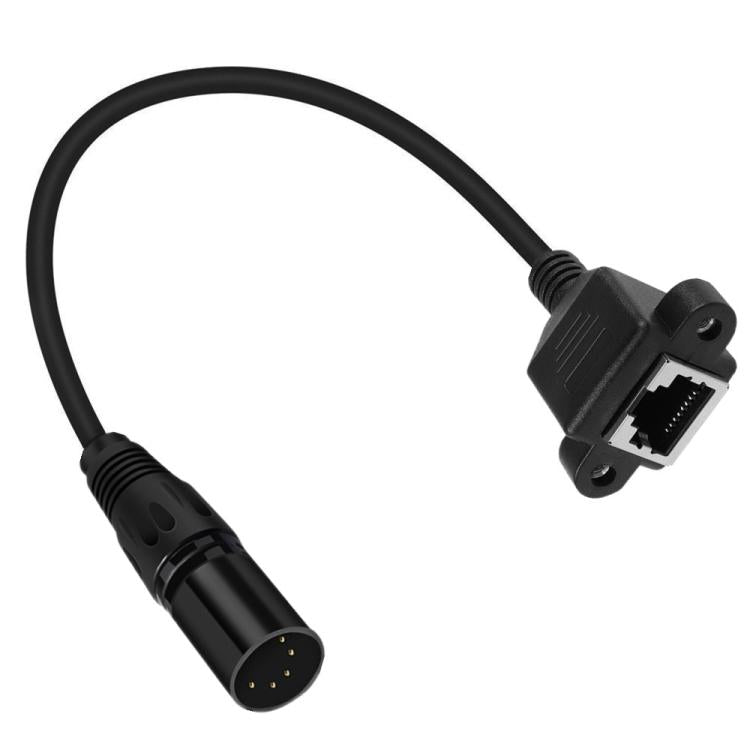 XLR 5 kontaktu vīriešu un RJ45 sieviešu audio kabelis, garums: 30 cm