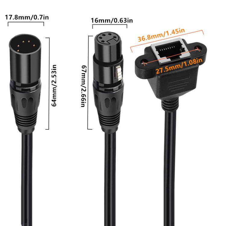 XLR 5 kontaktu spraudnis uz RJ45 spraudni audio kabelis, garums: 30 cm