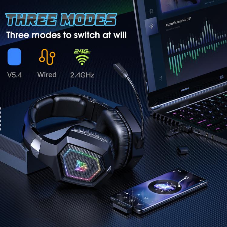 ONIKUMA GT806 trīs režīmu Bluetooth 2.4G vadu e-sporta spēļu austiņas