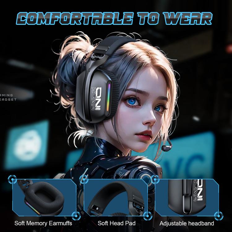 ONIKUMA GT808 trīs režīmu Bluetooth 2.4G vadu e-sporta spēļu austiņas