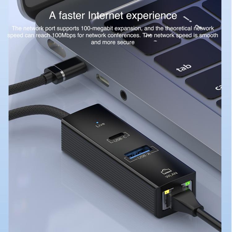 USB / 8 Pin to Type-C RJ45 USB-A HUB Expand Converter