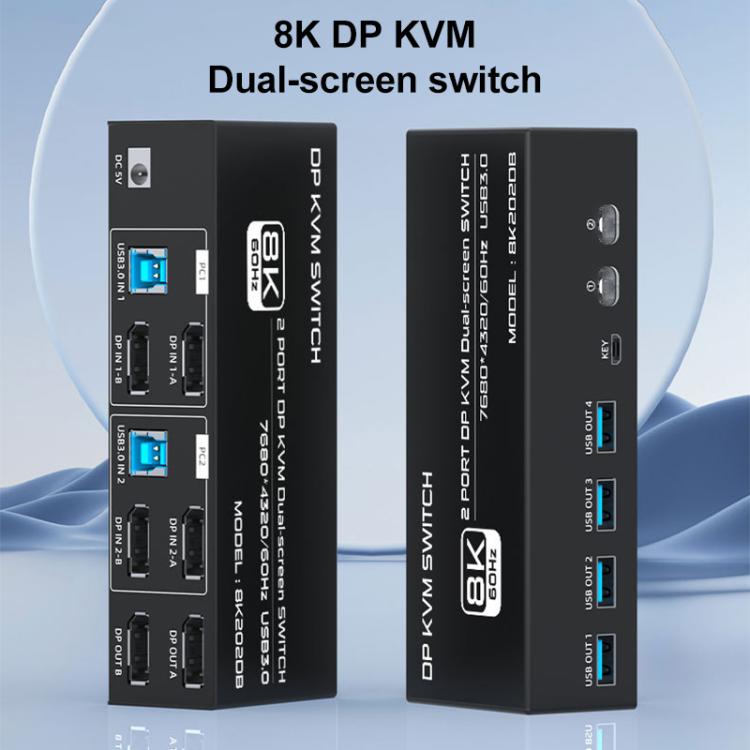 FJGEAR FJ-8K202DB 8K 60Hz DP monitora KVM slēdzis