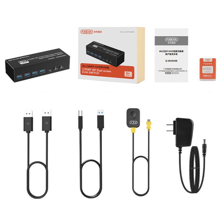 FJGEAR FJ-8K202DB 8K 60Hz DP monitora KVM slēdzis
