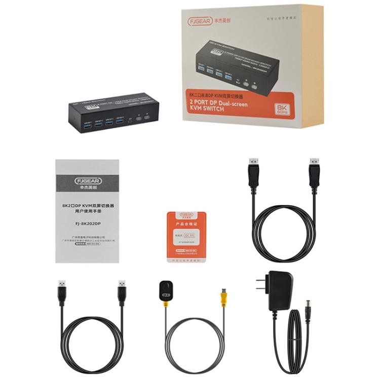 FJGEAR FJ-8K202DP 8K 60 Гц DP USB3.0 монитор KVM-переключатель