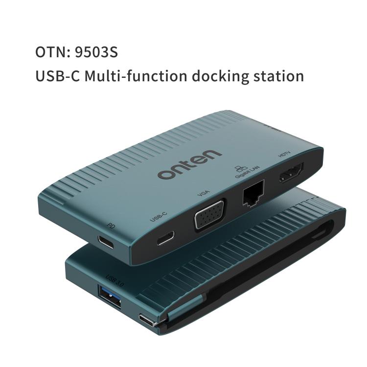 Многофункциональная док-станция Onten 6 в 1 USB-C, HDTV + VGA + RJ45 Gigabit + USB-C Data + USB-C PD 3.0 + USB 3.0