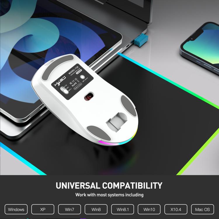 HXSJ T26 divu režīmu 2.4G BT5.1 uzlādējama bezvadu pele