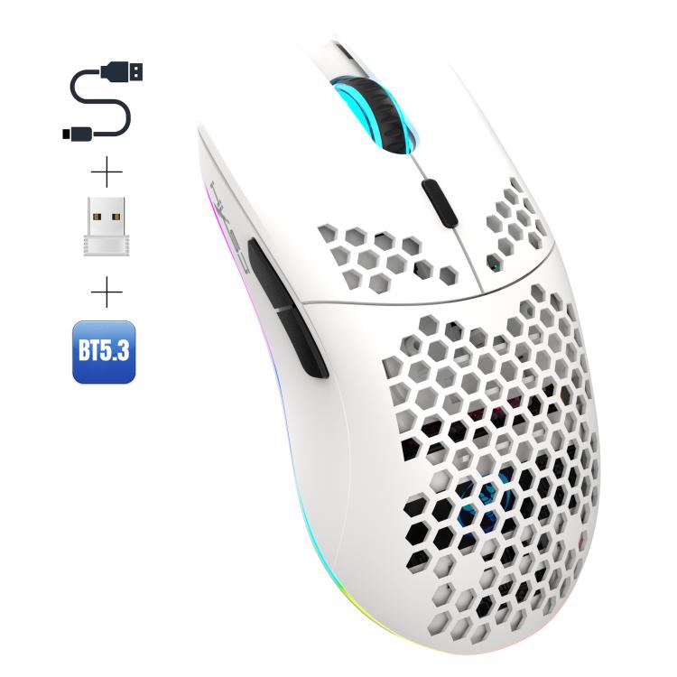 Проводная мышь HXSJ T66 с тремя режимами работы, 2.4G BT5.3, беспроводная, RGB, перезаряжаемая