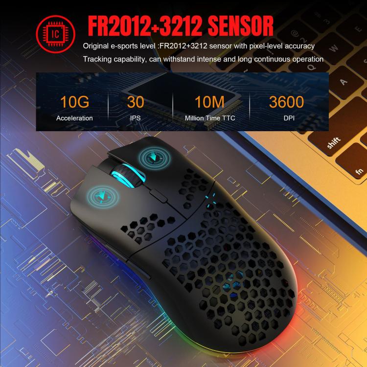 Проводная мышь HXSJ T66 с тремя режимами работы, 2.4G BT5.3, беспроводная, RGB, перезаряжаемая