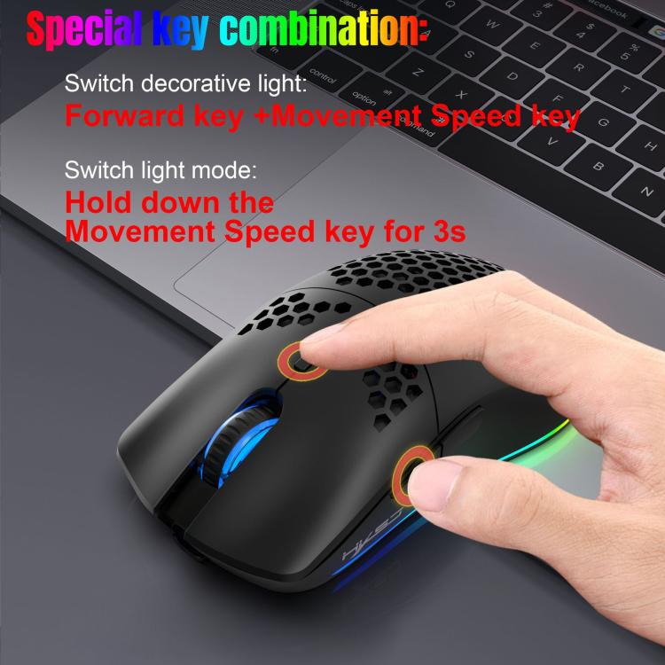 Проводная мышь HXSJ T66 с тремя режимами работы, 2.4G BT5.3, беспроводная, RGB, перезаряжаемая